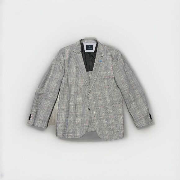 Tailorbyrd Sport Coat Blue Plaid Two Button Blazer Stretch Fabric Mens 44 Reg - Picture 1 of 6
